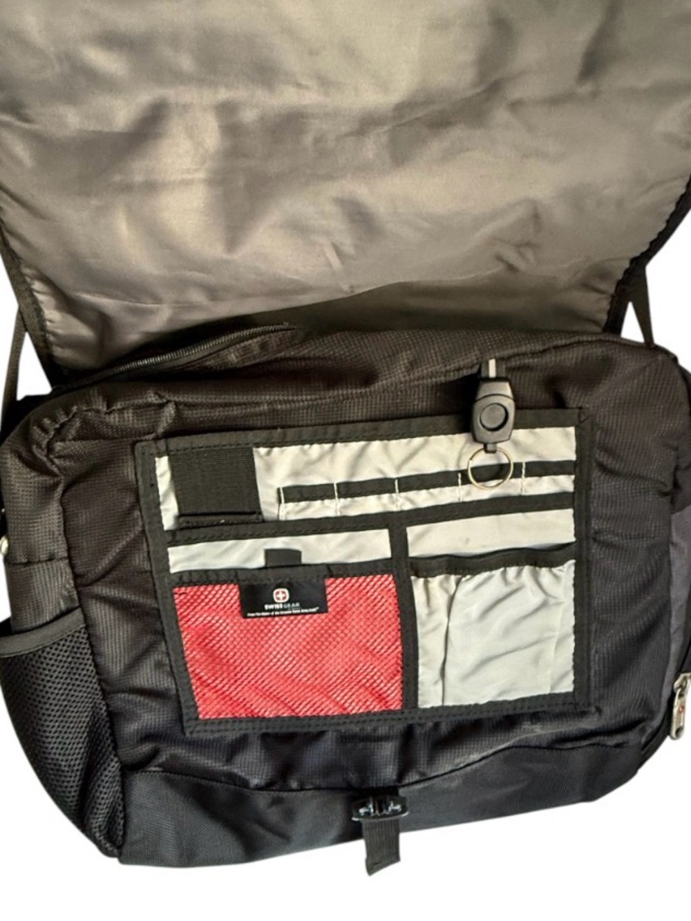 SwissGear Black and Gray Crossbody Messenger Bag with Red Logo Accent - Picture 3 of 4